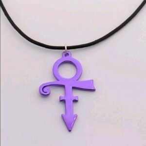 Prince Symbol Pendant Necklace Purple Charm‎ Statement Black Cord, 1 in New